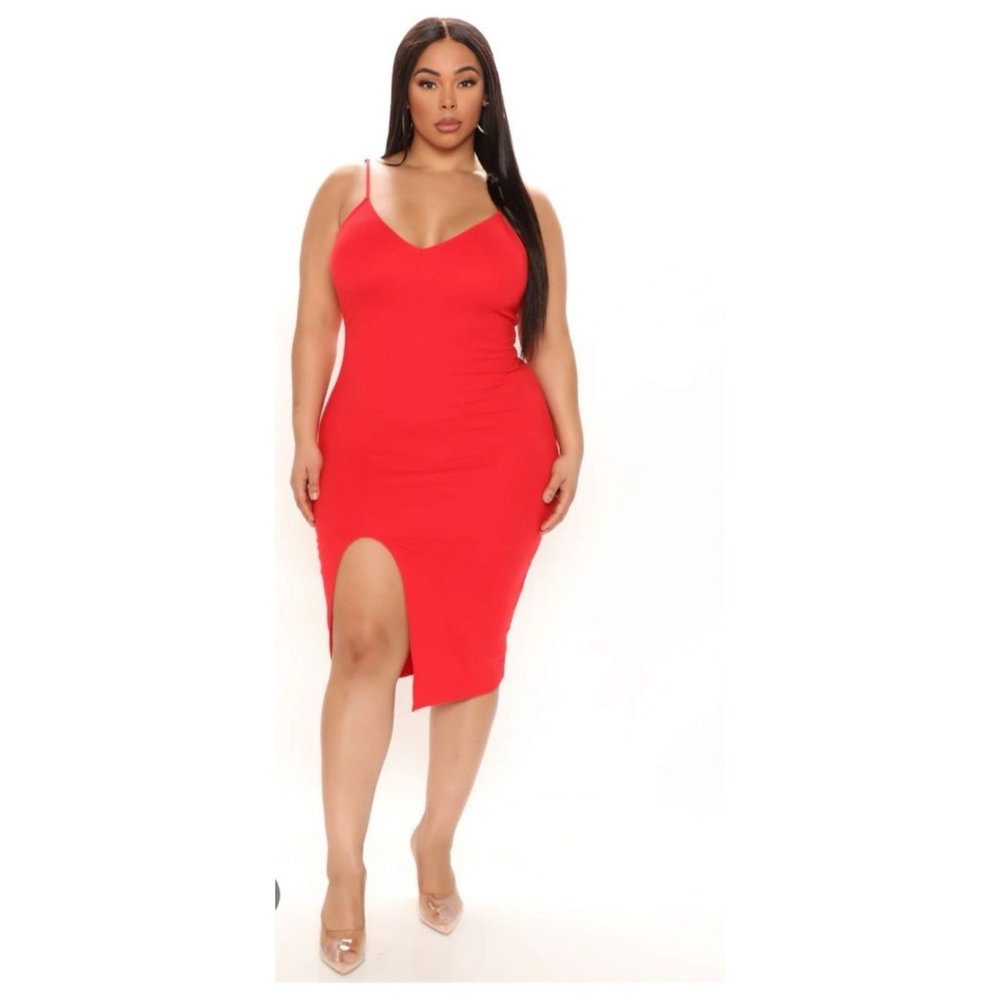 NWT Plus Fashion Nova Red Midi Dress 3X